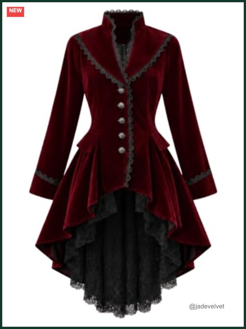 Velvet Gothic Victorian Tailcoat Steampunk Jacket Cosplay